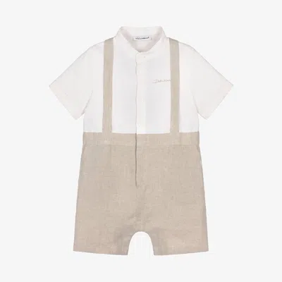 Dolce & Gabbana Baby Boys Ivory & Beige Linen Shortie