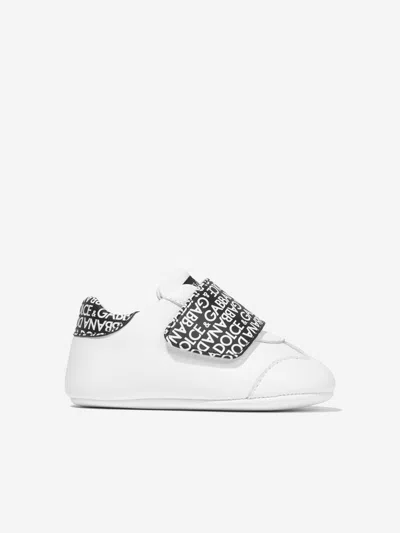 Dolce & Gabbana Baby Boys Leather Slip On Trainers In White