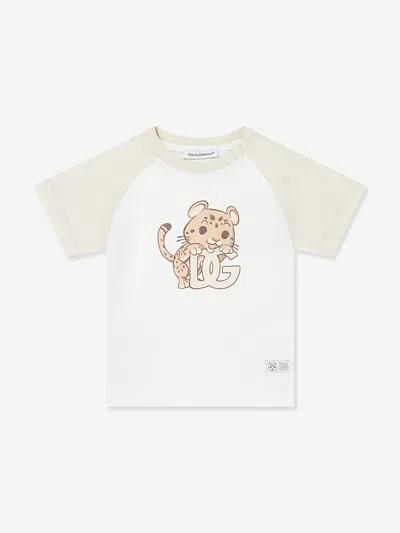 Dolce & Gabbana Baby Boys Leopard Cub Logo T-shirt In Neutral