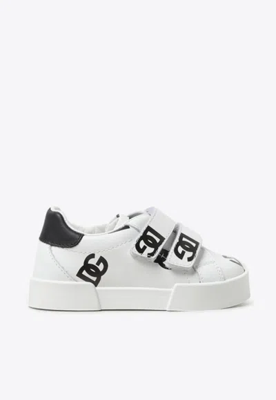 Dolce & Gabbana Baby Boys Logo Leather Sneakers In White