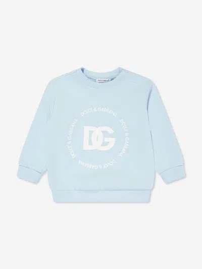 Dolce & Gabbana Baby Printed Cotton Sweatshirt In Blue