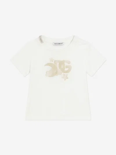 Dolce & Gabbana Kids' Baby Boys Moon And Star Logo T-shirt In White