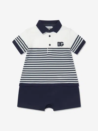 Dolce & Gabbana Baby Boy's Striped Polo-shirt Shortall In White