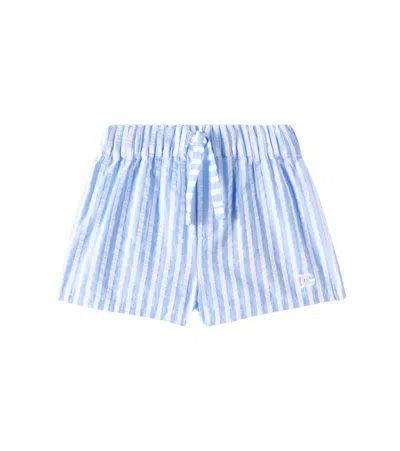 Dolce & Gabbana Baby Cotton Seersucker Shorts In Blue