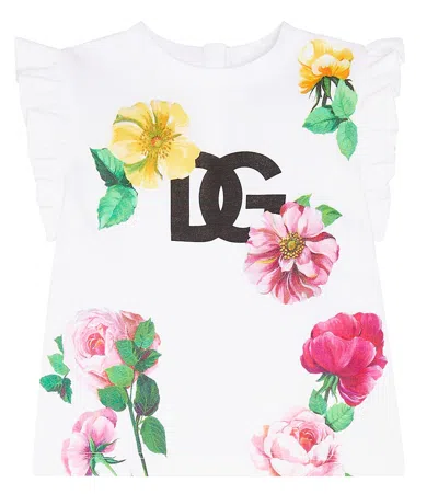 Dolce & Gabbana Baby Dg Floral Cotton Jersey T-shirt In White