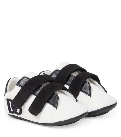 Dolce & Gabbana Baby Dg Leather-trimmed Sneakers In White