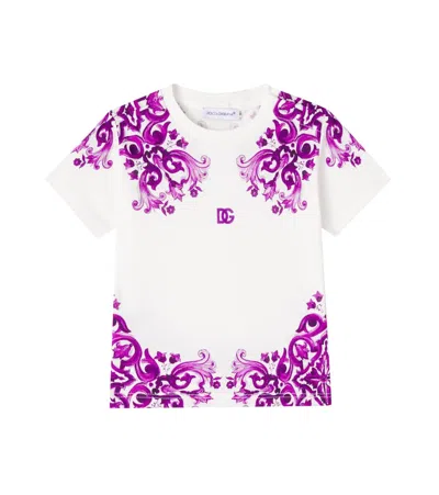 Dolce & Gabbana Baby Dg Majolica Cotton Jersey T-shirt In White