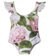 Dolce & Gabbana Hydrangea-print One-piece Swimsuit In Green