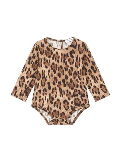 Dolce & Gabbana Baby Girl Leopard Bodysuit In Animalier