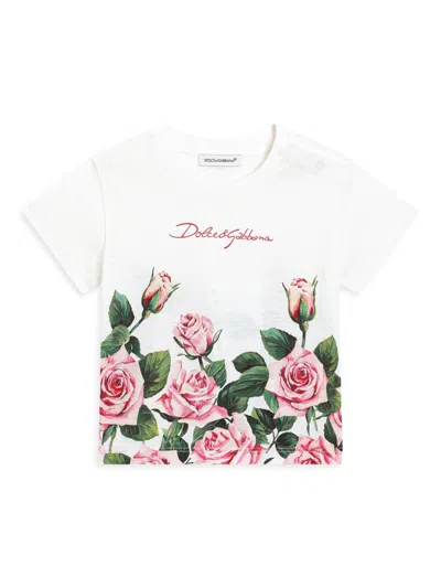 Dolce & Gabbana Baby Girl's Rose Print T-shirt In White