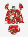 Dolce & Gabbana Printed Cotton Dress W/diaper Cover In Multicoloured