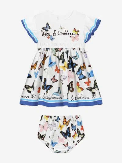 Dolce & Gabbana Kids' Baby Girls Butterfly Print Dress Set In White
