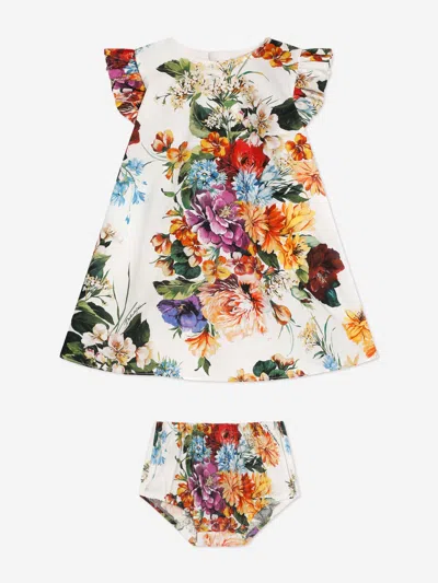 Dolce & Gabbana Baby Girls Floral Dress With Knickers In White