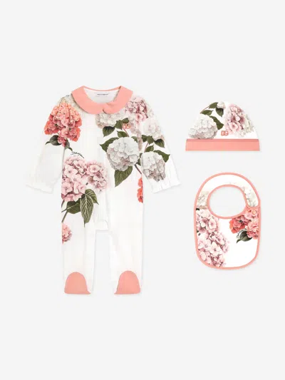 Dolce & Gabbana Baby Girls Hydrangea Babygrow Set In White