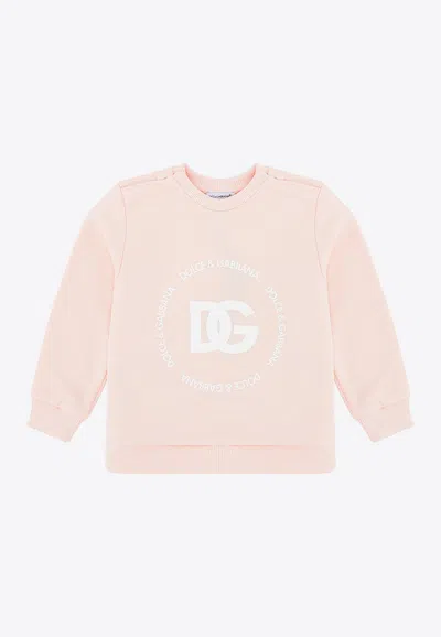 Dolce & Gabbana Baby Girls Logo Sweatshirt In Pink