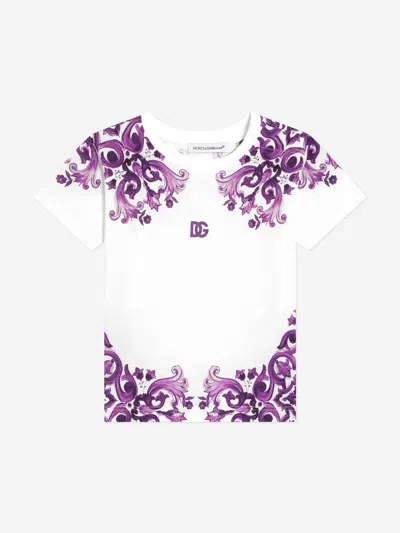 Dolce & Gabbana Baby Girls Majolica Print T-shirt In White
