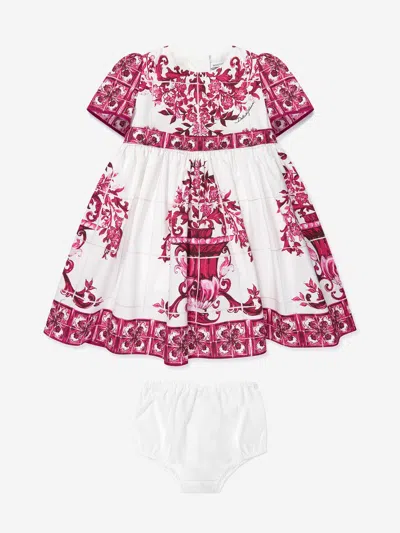 Dolce & Gabbana Kids'  Baby Girls Majolica Smocked Dress In Pink
