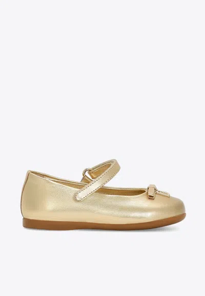 Dolce & Gabbana Kids' Baby Girls Nappa Leather Ballet Flats In Gold