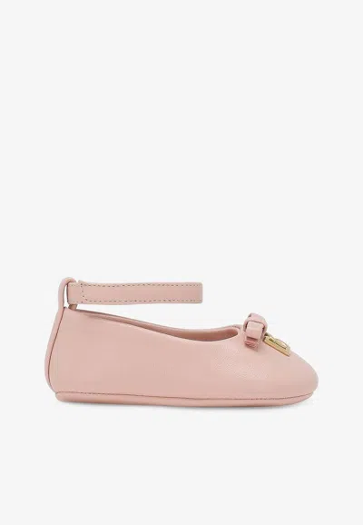 Dolce & Gabbana Baby Girls Nappa Leather Ballet Flats In Pink