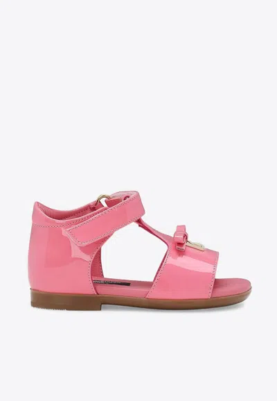 Dolce & Gabbana Baby Girls Patent Leather Sandals In Pink