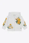 Dolce & Gabbana Rose-print Hooded Jacket In White