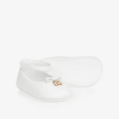 Dolce & Gabbana Baby Girls White Leather Pre-walker Shoes