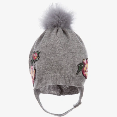 Dolce & Gabbana Baby Girls Wool Pom-pom Hat In Grey