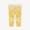 Dolce & Gabbana Baby Girls Yellow Majolica Print Cotton Leggings In Yellow