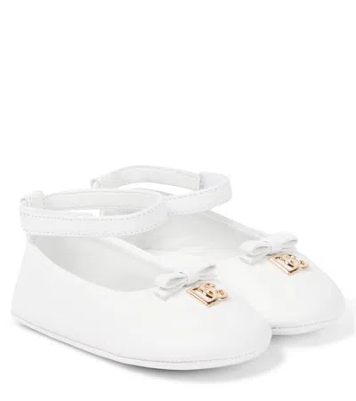 Dolce & Gabbana Baby Leather Ballet Flats In White