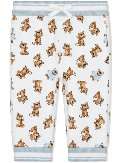 Dolce & Gabbana Babies' Cartoon-print Cotton Leggings In White