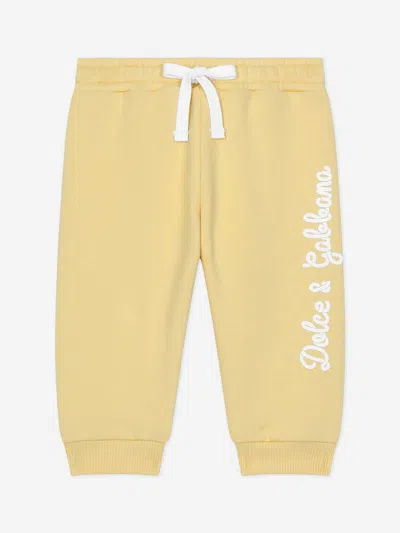 Dolce & Gabbana Kids'  Baby Logo Joggers In Yellow