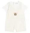 Dolce & Gabbana Baby Logo Printed Cotton Overalls In Beige