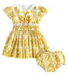 Dolce & Gabbana Baby Majolica Cotton Popeline Dress In Yellow