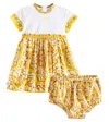 Dolce & Gabbana Baby Majolica Cotton Poplin Dress With Bloomers In Yellow
