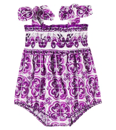 Dolce & Gabbana Baby Majolica Printed Cotton Poplin Bodysuit