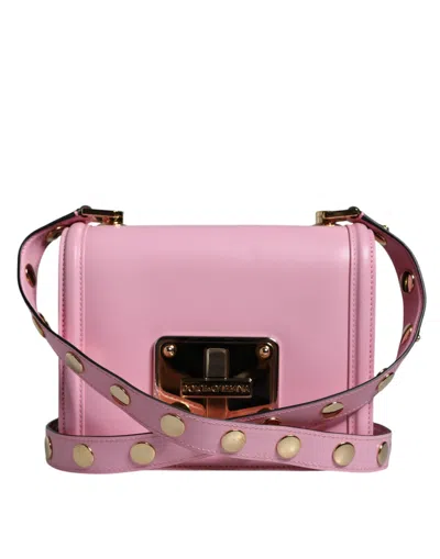 Pre-owned Dolce & Gabbana Baby Pink Lola Leather Studded Crossbody Strap Women's Bag ()