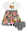 Dolce & Gabbana Baby Portofino Dress And Bloomers Set In Multicoloured