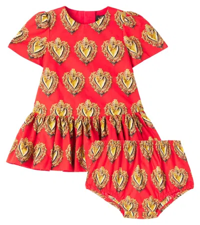 Dolce & Gabbana Printed Cotton Dress And Lantern Pants Set In Red