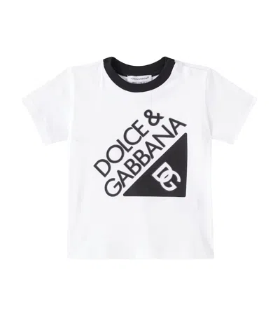 Dolce & Gabbana Baby Printed Cotton T-shirt In Bianco Ottico