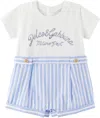 Dolce & Gabbana Striped Seersucker And Jersey Romper Suit In S9000 Variante Abbin