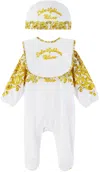 DOLCE & GABBANA BABY WHITE & YELLOW MAJOLICA-PRINT THREE-PIECE SET