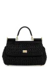 Dolce & Gabbana Women Back Raffia Medium Sicily Handbag In Black