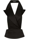 Dolce & Gabbana Black Double-breasted Vest With Rear Cut-out In Silk And Wool Woman In Black  