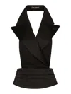 Dolce & Gabbana Black Double-breasted Vest With Rear Cut-out In Silk And Wool Woman In Black