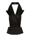 Dolce & Gabbana Black Double-breasted Vest With Rear Cut-out In Silk And Wool Woman In Black