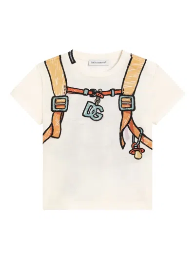 Dolce & Gabbana Babies' T-shirt Mit Rucksack-print In Neutral