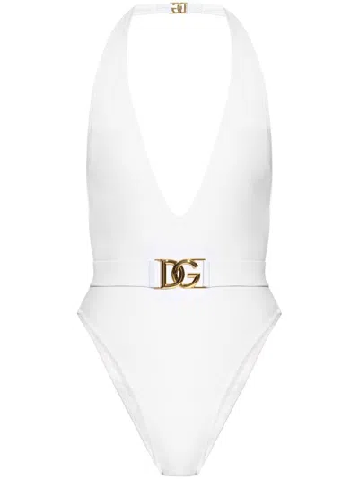 DOLCE & GABBANA BELTED SWIMSUIT - WOMEN'S - POLYESTER/SPANDEX/ELASTANE/POLYAMIDE