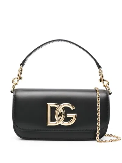Dolce & Gabbana Black Logo Foldover Shoulder Bag
