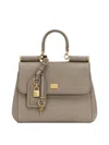 Dolce & Gabbana Medium Sicily Leather Handbag With Padlock Detail In Brown