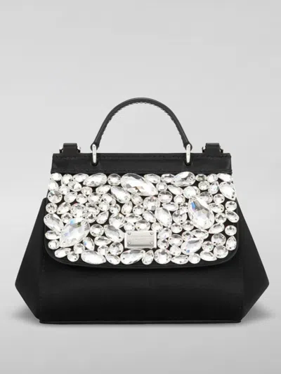 Dolce & Gabbana Mini Sicily Crystal-embellished Bag In Black